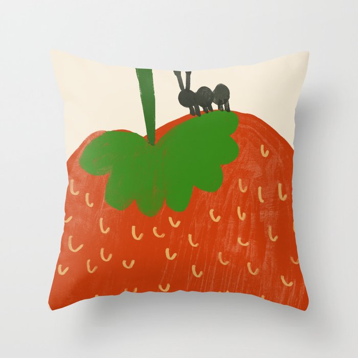 Strawberry Ant Throw Pillow Gallery Image 1
