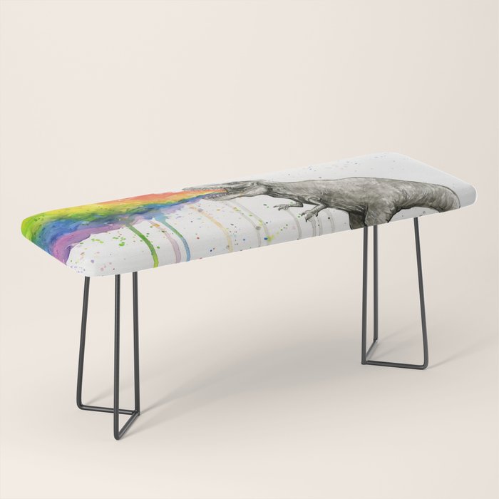 T-Rex Dinosaur Vomits Rainbow Bench Gallery Image 1