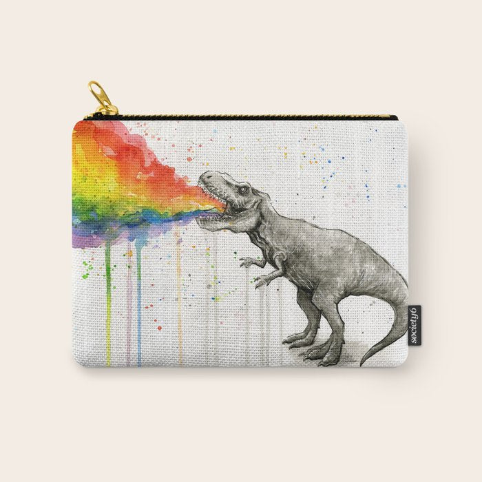 T-Rex Dinosaur Vomits Rainbow Carry All Pouch Gallery Image 1