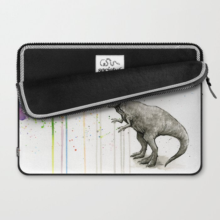 T-Rex Dinosaur Vomits Rainbow Laptop Sleeve Gallery Image 2