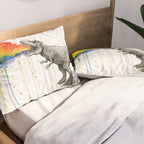 T-Rex Dinosaur Vomits Rainbow Pillow Sham Gallery Image 2