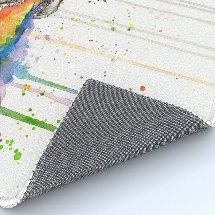 T-Rex Dinosaur Vomits Rainbow Rug Gallery Image 4