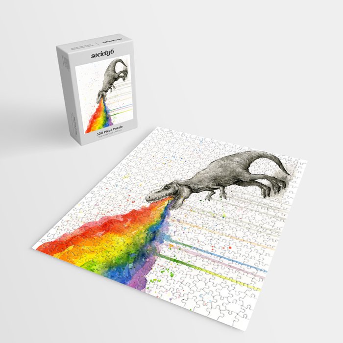 T-Rex Dinosaur Vomits Rainbow Jigsaw Puzzle Gallery Image 2