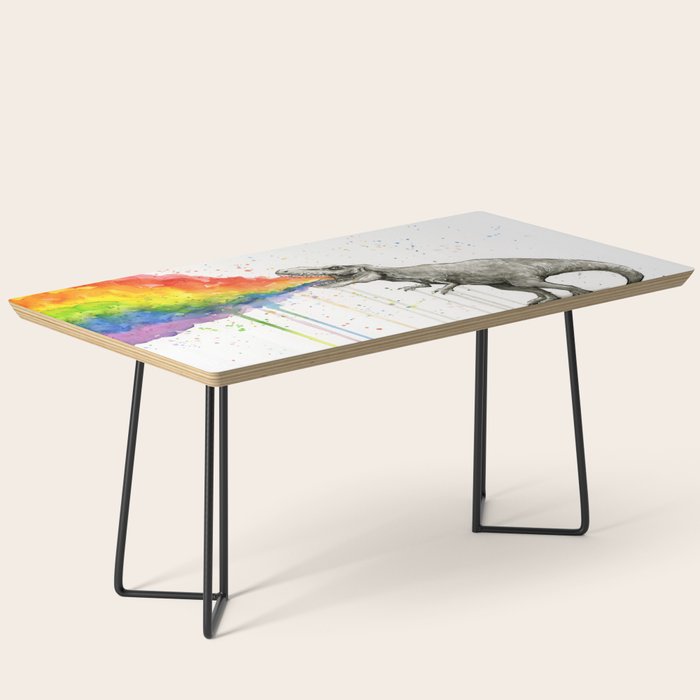 T-Rex Dinosaur Vomits Rainbow Coffee Table Gallery Image 1