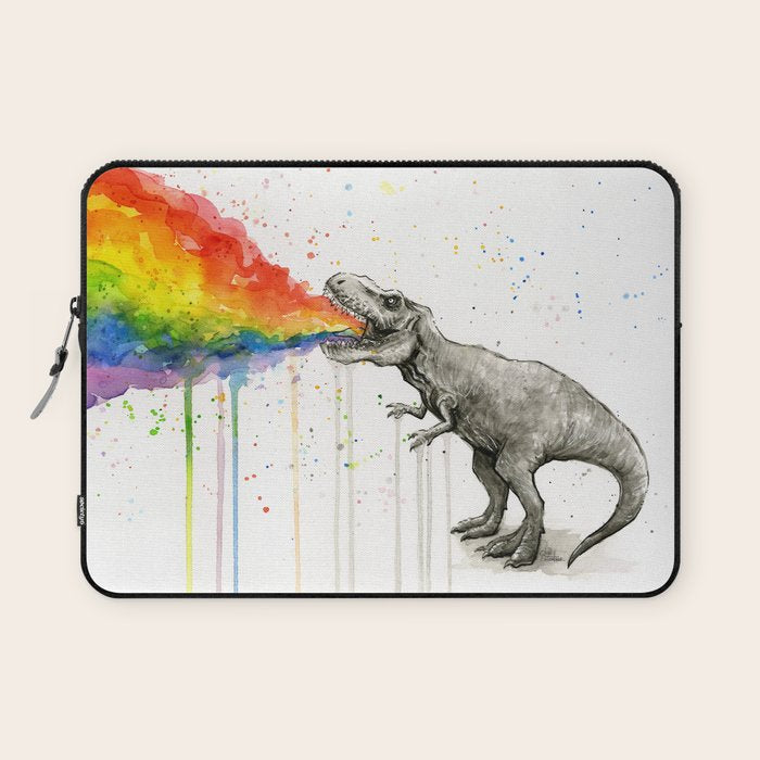 T-Rex Dinosaur Vomits Rainbow Laptop Sleeve Gallery Image 1