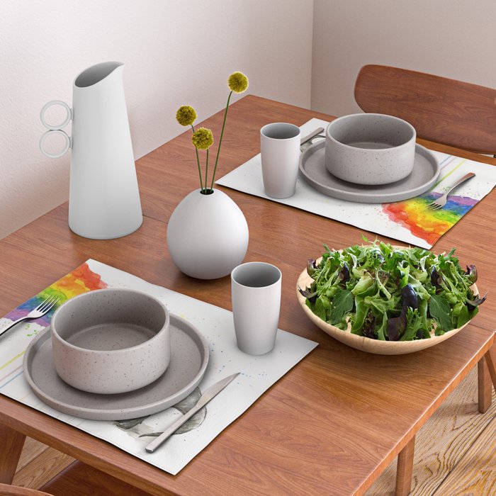 T-Rex Dinosaur Vomits Rainbow Placemat Gallery Image 2