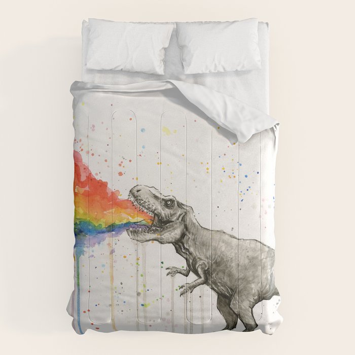 T-Rex Dinosaur Vomits Rainbow Comforter Gallery Image 1