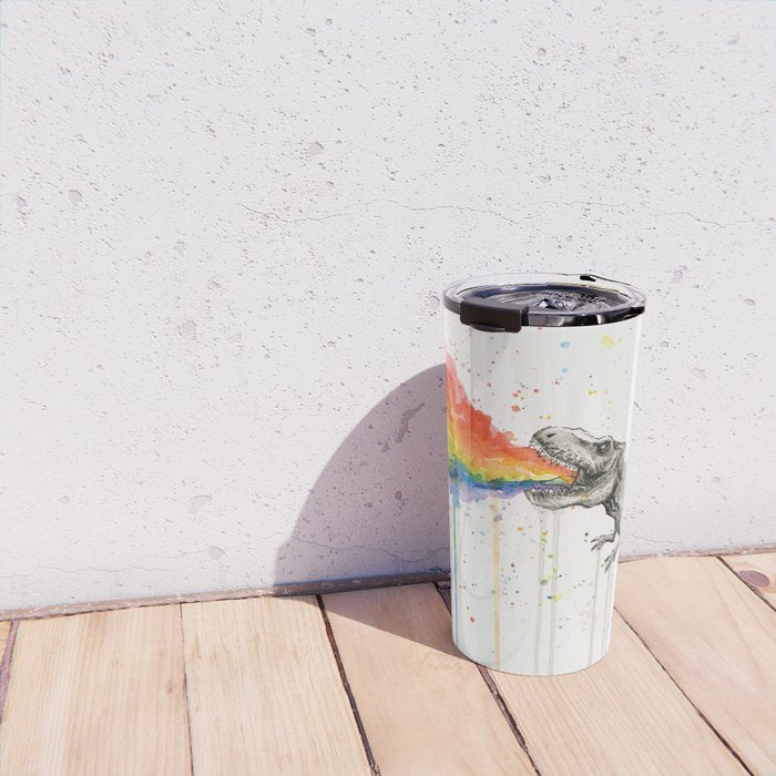 T-Rex Dinosaur Vomits Rainbow Travel Mug Gallery Image 4