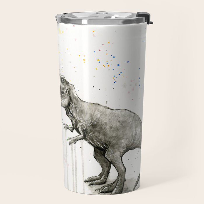 T-Rex Dinosaur Vomits Rainbow Travel Mug Gallery Image 2