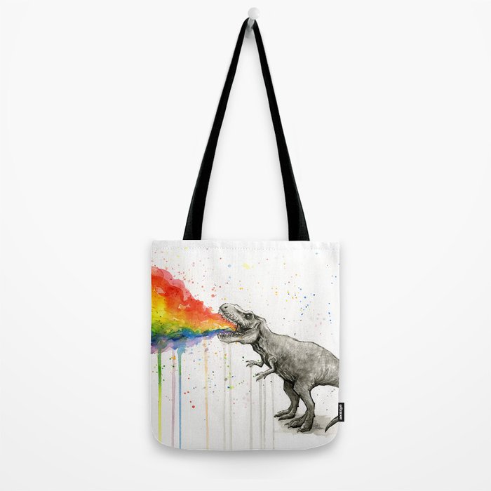 T-Rex Dinosaur Vomits Rainbow Tote Bag Gallery Image 2