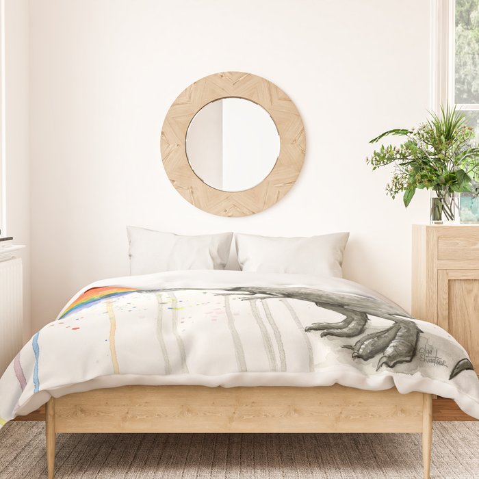 T-Rex Dinosaur Vomits Rainbow Duvet Cover Gallery Image 3