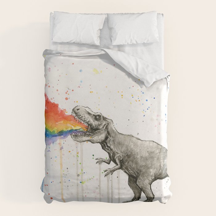 T-Rex Dinosaur Vomits Rainbow Duvet Cover Gallery Image 6