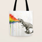 T-Rex Dinosaur Vomits Rainbow Tote Bag Gallery Image 1