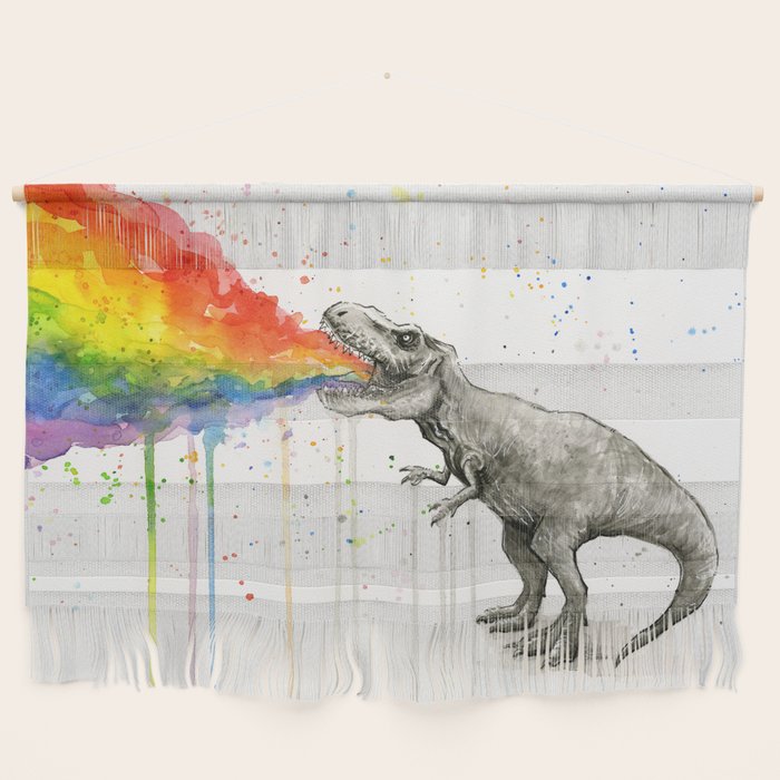 T-Rex Dinosaur Vomits Rainbow Wall Hanging Gallery Image 1