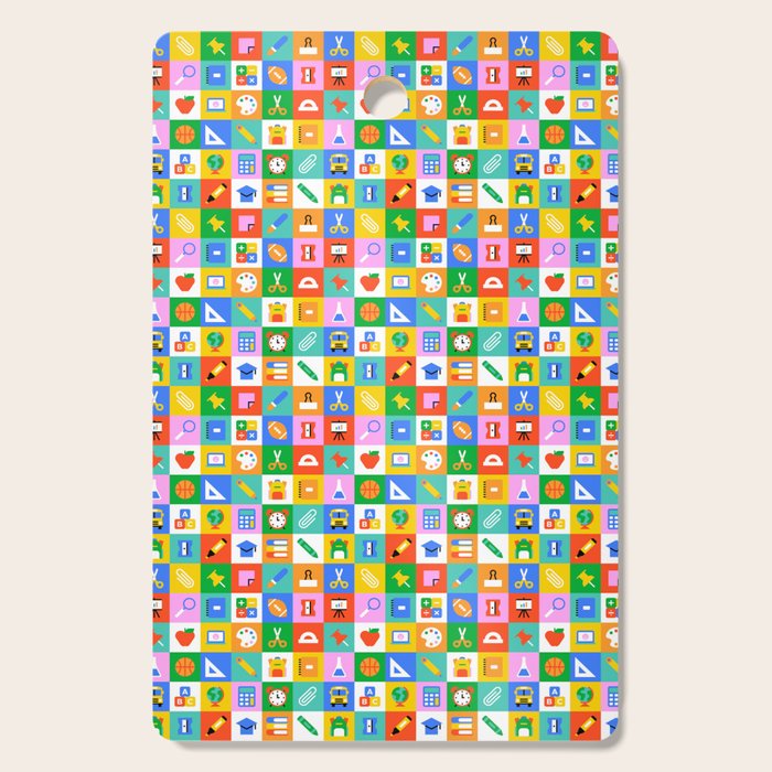 Colorful back to school geometric mosaic pattern Cutting Board Gallery Image 1