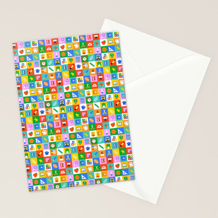 Colorful back to school geometric mosaic pattern Stationery Card Gallery Image 2