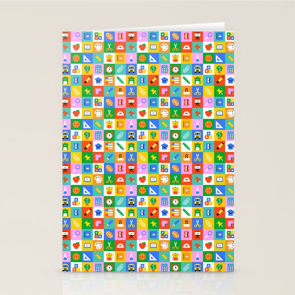 Colorful back to school geometric mosaic pattern Stationery Card Gallery Image 2