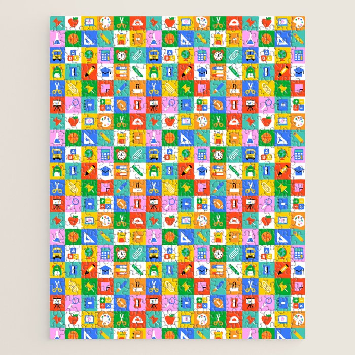 Colorful back to school geometric mosaic pattern Jigsaw Puzzle Gallery Image 1