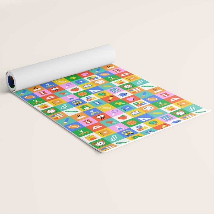 Colorful back to school geometric mosaic pattern Yoga Mat Gallery Image 2
