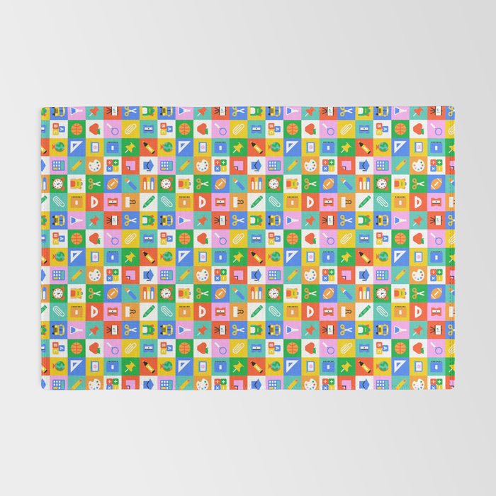 Colorful back to school geometric mosaic pattern Rug Gallery Image 2