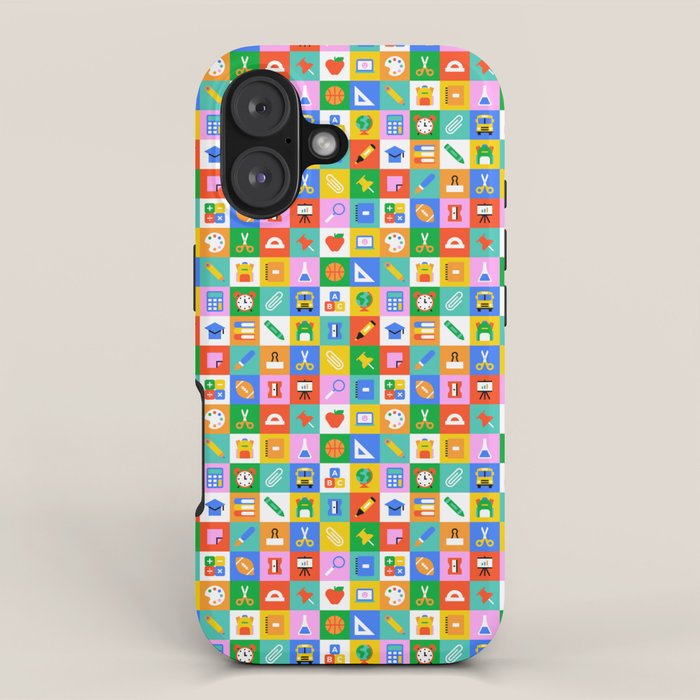 Colorful back to school geometric mosaic pattern iPhone Case Gallery Image 1