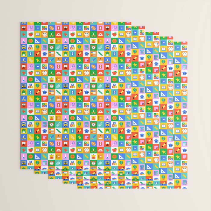 Colorful back to school geometric mosaic pattern Wrapping Paper Gallery Image 3