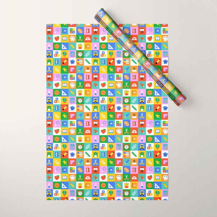 Colorful back to school geometric mosaic pattern Wrapping Paper Gallery Image 1