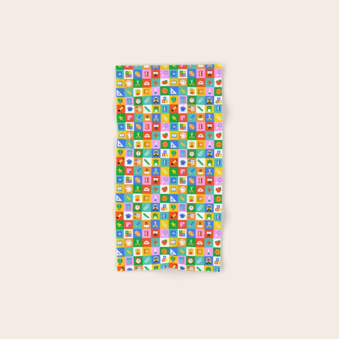 Colorful back to school geometric mosaic pattern Bath Towel Gallery Image 1