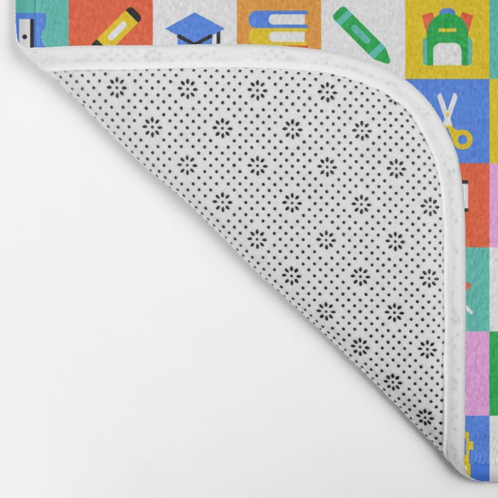 Colorful back to school geometric mosaic pattern Bath Mat Gallery Image 2
