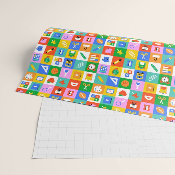 Colorful back to school geometric mosaic pattern Wrapping Paper Gallery Image 2