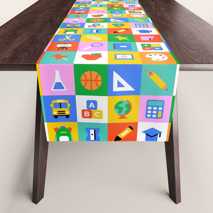 Colorful back to school geometric mosaic pattern Table Runner Gallery Image 1