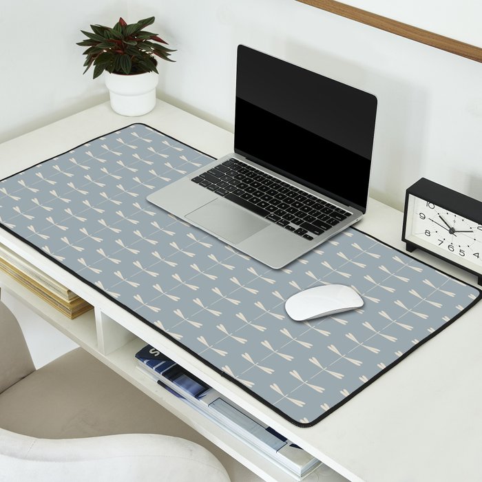 Dragonfly Pattern IX Soft Blue Desk Mat Gallery Image 2