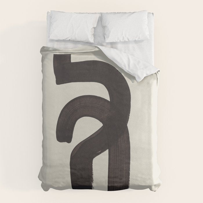 Black & White Minimalist Abstract Shapes Patterns Black Ink Painting Duvet Cover Gallery Image 6