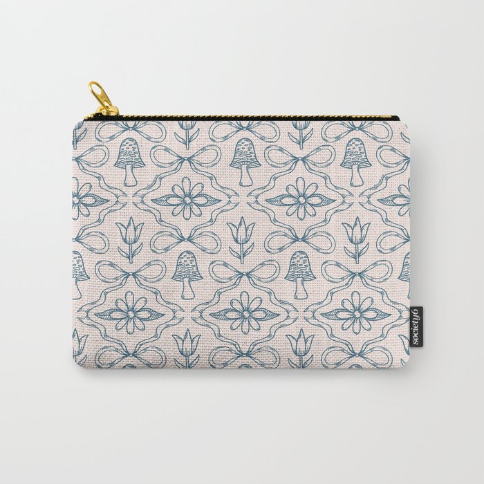 Spring Toile Print in Blue Carry All Pouch Gallery Image 1