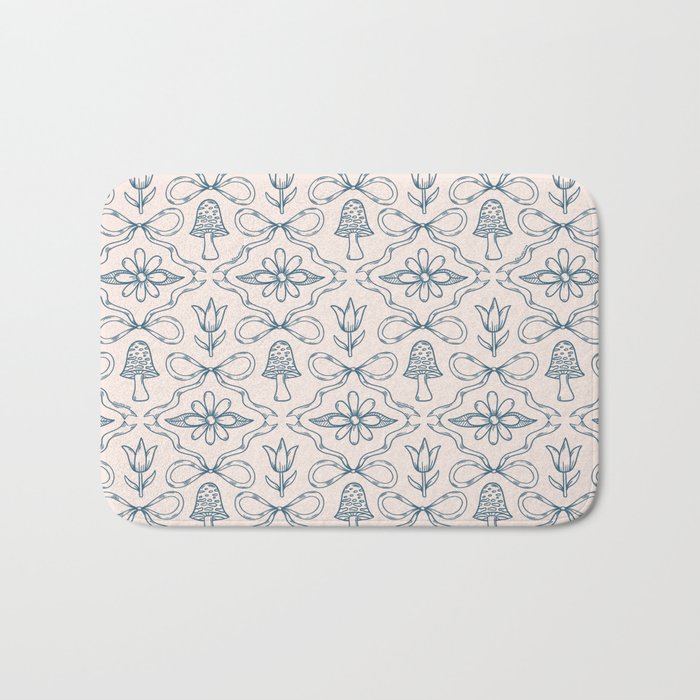 Spring Toile Print in Blue Bath Mat Gallery Image 1