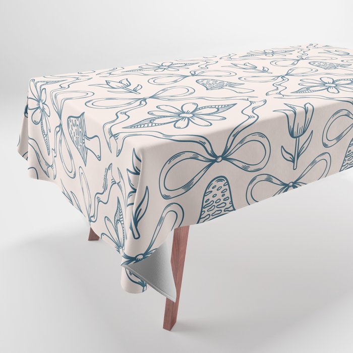 Spring Toile Print in Blue Tablecloth Gallery Image 1