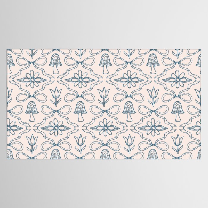 Spring Toile Print in Blue Tablecloth Gallery Image 2