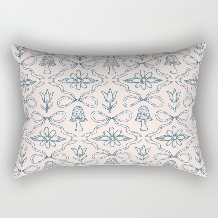 Spring Toile Print in Blue Rectangular Pillow Gallery Image 2