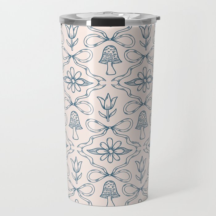 Spring Toile Print in Blue Travel Mug Gallery Image 1