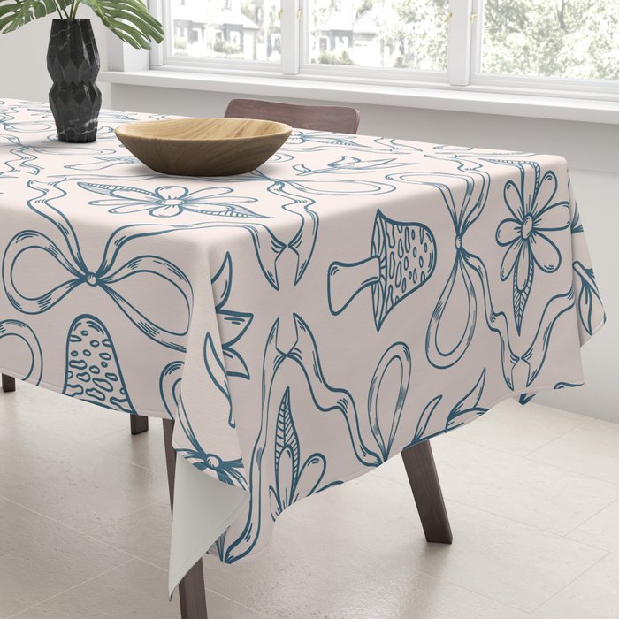 Spring Toile Print in Blue Tablecloth Gallery Image 3