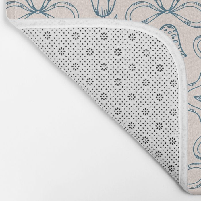 Spring Toile Print in Blue Bath Mat Gallery Image 2