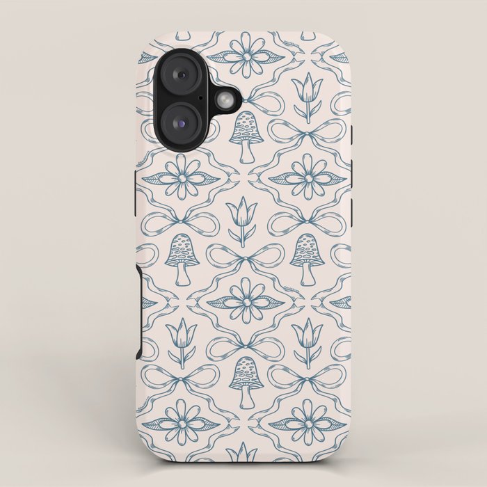 Spring Toile Print in Blue iPhone Case Gallery Image 1