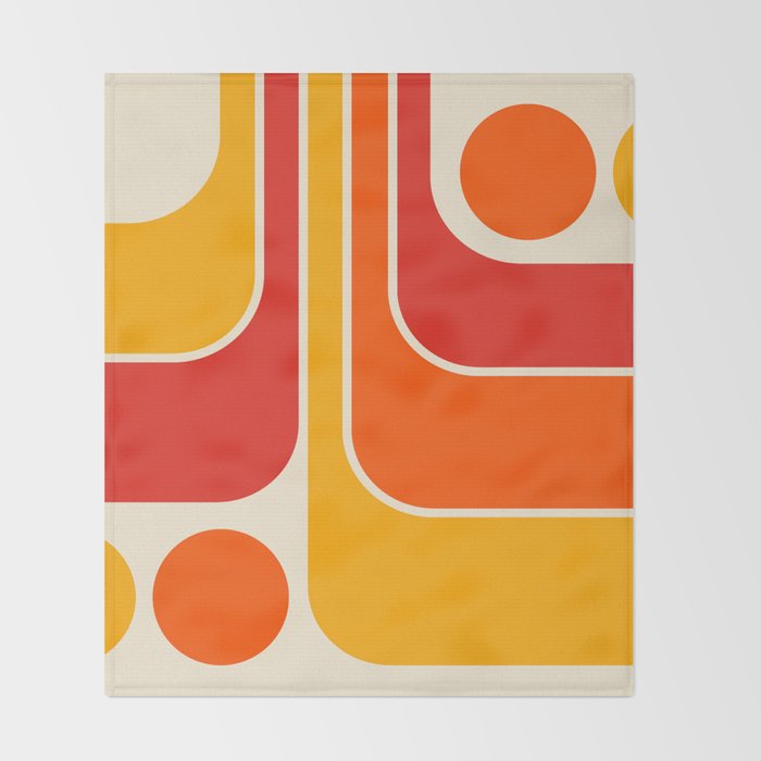 Retro Vintage Geometric Design 662 Red Orange Yellow and Beige Throw Blanket Gallery Image 2