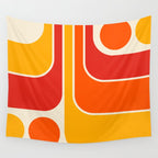 Retro Vintage Geometric Design 662 Red Orange Yellow and Beige Wall Tapestry Gallery Image 4
