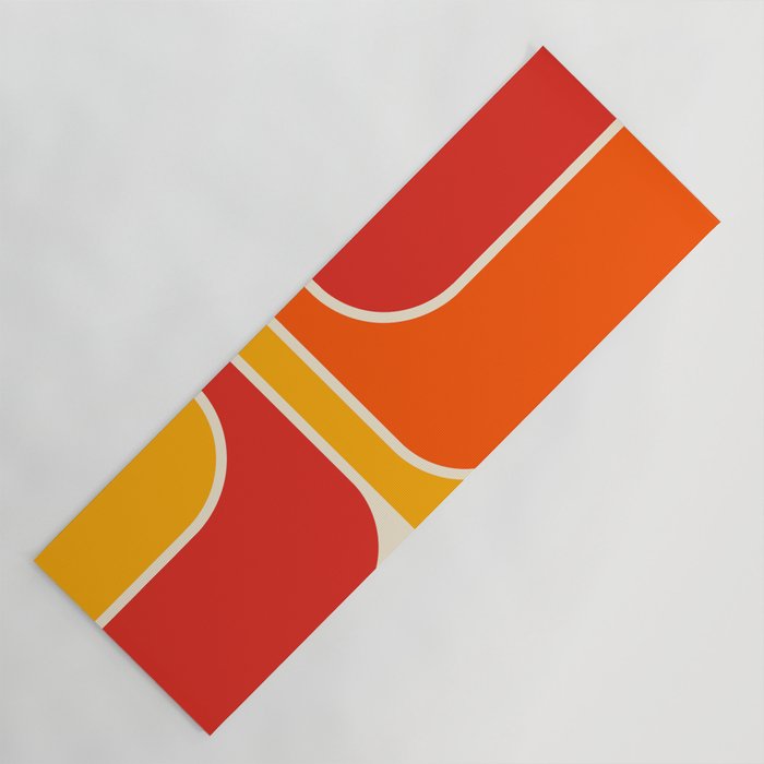 Retro Vintage Geometric Design 662 Red Orange Yellow and Beige Yoga Mat Gallery Image 1