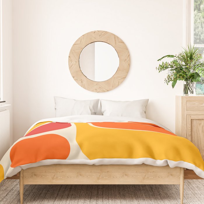 Retro Vintage Geometric Design 662 Red Orange Yellow and Beige Duvet Cover Gallery Image 3