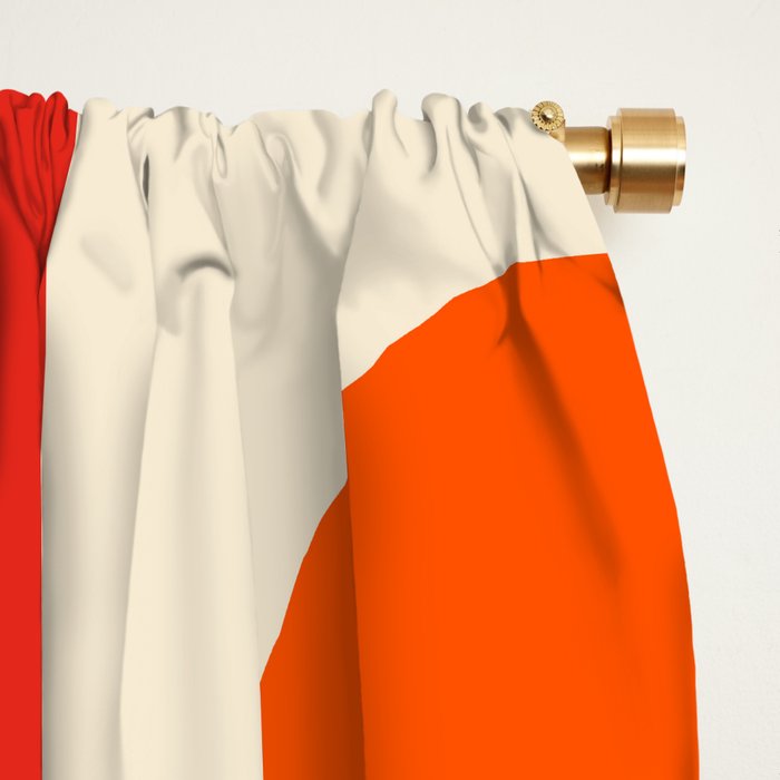Retro Vintage Geometric Design 662 Red Orange Yellow and Beige Window Curtain Gallery Image 2