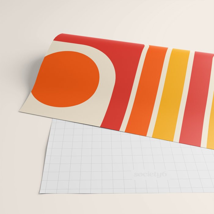 Retro Vintage Geometric Design 662 Red Orange Yellow and Beige Wrapping Paper Gallery Image 2