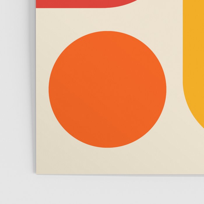Retro Vintage Geometric Design 662 Red Orange Yellow and Beige Poster Gallery Image 3