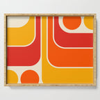 Retro Vintage Geometric Design 662 Red Orange Yellow and Beige Serving Tray Gallery Image 1